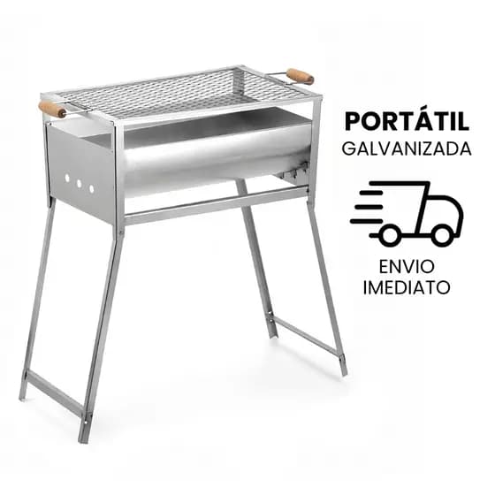 Churrasqueira A Carvão Portátil Dobrável Compacta Galvanizada Camping Praia Varanda Fácil Transporte