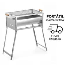 Churrasqueira Portátil A Carvão Galvanizada Carnes Peixes Frango Linguiça Churrasco