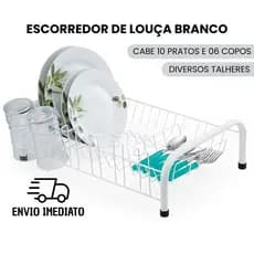 Escorredor De Pratos Louça Porta Copos Grande Branco Cozinha