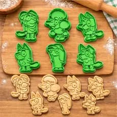 Cortador Biscoito Bluey com Carimbo Marcador Pasta Americana Massa Kit Cortador 3D Confeitaria Infantil