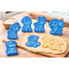 Kit 6 Cortador Biscoito Patrulha Canina Carimbo Marcador Massa Pasta Americana Confeitaria Molde Decorar