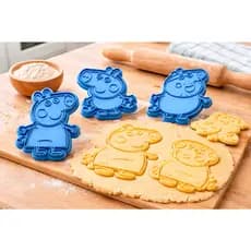 Kit 4 Cortador Biscoito Peppa Pig Marcador Carimbo Pasta Americana Massa Confeitaria Molde Forma Decorar