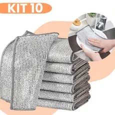 Kit 10 Panos Limpeza Multiuso Metálico – Alta Resistência, Reutilizável e Fácil de Enxaguar Limpador de Gordura Pesada
