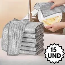 Kit 15 Panos Metálico Profissional – Malha de Aço para Limpeza Eficiente e Durável