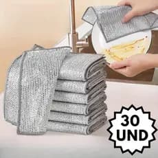 Kit 30 Panos Metálico Industrial – Malha de Aço Flexível para Limpeza Completa