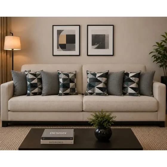 Kit 8 Capas Almofadas 45x45 Cm , Com Zíper 4 Geométricas Cinza e 4 Cinza Lisas, Tecido Gorgurinho.