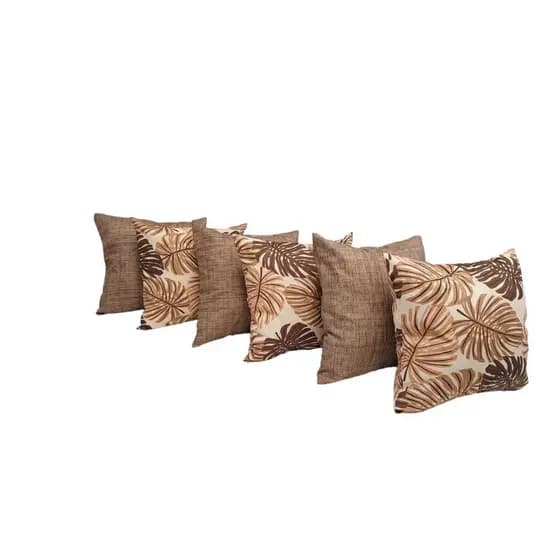 Kit 6 Capas Almofadas 45x45 Cm,  Com Zíper -  3 Estampadas Costela de Adão Bege e 3 na cor Bege.