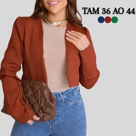 BLAZER CROPPED FEMININA LUXO SOLTINHO CASAQUINHO