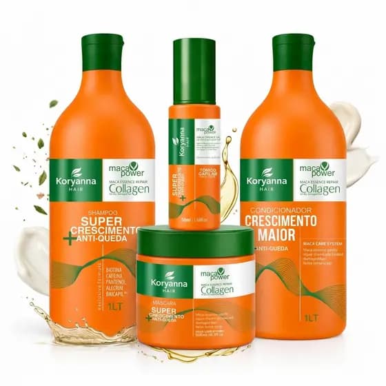 Kit Completo crescimento Anti Queda Máscara Capilar  + Condicionador 1L + Shampoo 1L + Tônico Crescimento Profissional