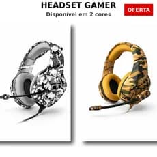 Headset Gamer Camuflado KP-FN601 com Microfone | Som Potente e Conforto Profisional Para Xbox PS5 PC