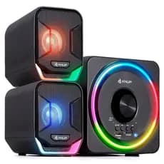 Caixa de Som 2.1 RGB com Subwoofer Potente Radio FM Bluetooth P2 USB e Graves Intensos Para Tvs Pc