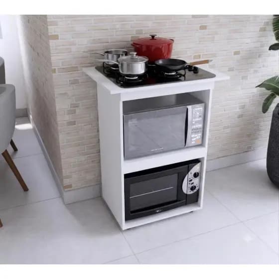 Balcão Para CookTop 4 bocas Moderno com 2 espaços para forno e Microondas