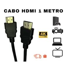 Cabo HDMI 1 Metro 4K Full HD Tv Notebook Projetor Video Game Pc 1080p Alta Resolução e Proteção Contra Interferência
