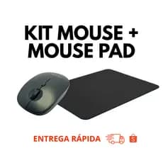 Kit Mouse sem fio + MousePad - Home Office e Jogos - Mouse Bt5.0 1600dpi
