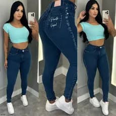 Calça Skinny Sal E Pimenta Jeans Feminina Coladinha Cintura Alta Pimenta Doce