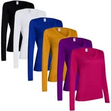 Blusa Canelada Feminina Manga Longa Tecido Premium Blusinha Básica Dia a Dia Elegante