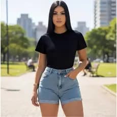 Camiseta Caneladinha Feminina Manga Curta Gola Redonda Linha Premium