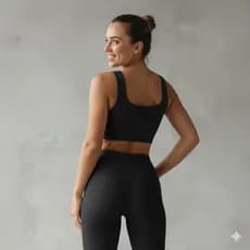 Conjunto Fitness Feminino Academia Canelado Calça Top Poliamida Zero Transparência Costura Reforçada Academia Treino