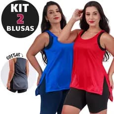 Kit com 2 Camisetas Regata Dry Fit Feminina Academia Esportiva TAPA BUMBUM