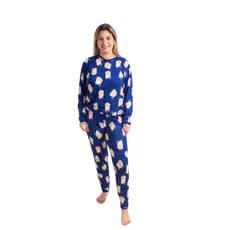 Pijama De Frio De SUEDE Blusa Longa + Calça Pelúcida ESTAMPAS VARIADAS