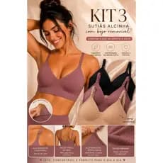KIT 3 Top Sutiã alça fina Removível Importado Com Bojo Removível Conforto e Estilo