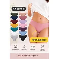 KIT 15 Calcinha 100% Algodão tanga confortável