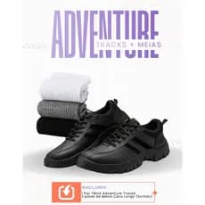 Tenis Bota Adventure Masculino Trekking e 3 Pares Meia Longo