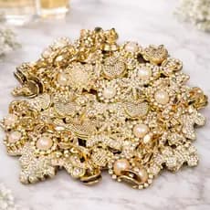 Kit 8 Pins Sortidos Strass Dourado Ideal Para Babuches Chinelos