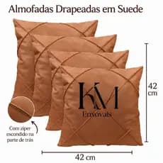 kit de 4 Capas ALMOFADAS DRAPEADA AVELULADA EM SUEDE COM LINDAS COMBINAÇÕES