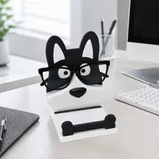 Porta Óculos Cachorrinho Com Suporte Para Celular Organizador De Mesa Escritório Criado Mudo Decorativo