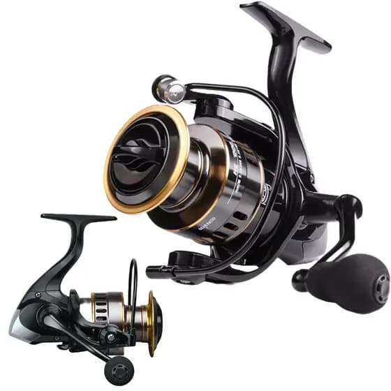 MOLINETE DE PESCA PESADA ALTO MAR HE 6000 - 14 ROLAMENTOS - DRAG:14KG - CARRETEL ALUMINIO