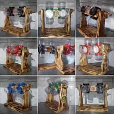 Porta temperos giratório artesanal com 8 potes de plástico