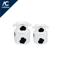 Kit 2 Leiteiras de Alumínio com Mancha Vaca ou Branca (1 litro e 500 ml)