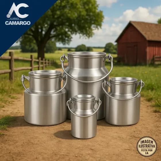 Kit 4 Leiteiras Alumínio Fosco 200ml, 500ml, 1L e 2L
