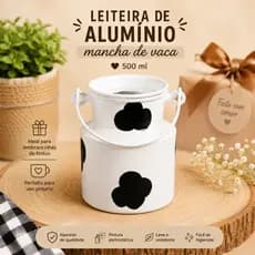 KIT 10 Leiteiras de Alumínio com Mancha Vaca 500ML - farmhouse