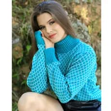 Blusa de frio feminina gola alta com estampa em xadrez