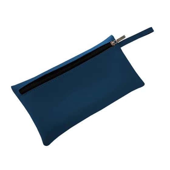 Bolsa Nécessaire de Mão em Couro Ecológico Azul
