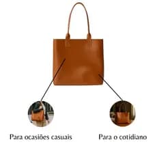 Bolsa de Ombro Tipo Sacola Couro Caramelo