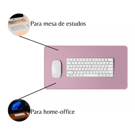 Mouse Pad de Couro Sintético Grande Rosa Feltro Básico
