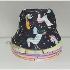 Bucket Chapéu De Praia Infantil Menina Com Cordinha Feminino UNICORNIO