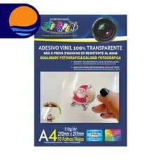 Vinil Adesivo 100% Transparente 110g A4 Off Paper