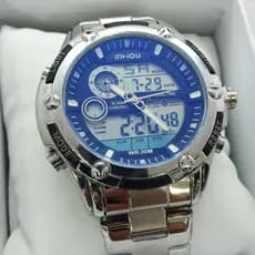 Relógio Masculino Ana-digi Metal A Prova D'Água Marca Inhou Modelo 1313 46mm
