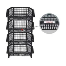 Kit 10 Cestos Grande Empilhável 55 Litros Organizador Expositor Gondola Plástico Mec Pet