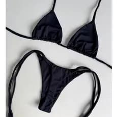 Conjunto Biquini Cortininha Calcinha Micro Fio Marquinha de Fita para Bronze P AO GG- Poliamida Premium