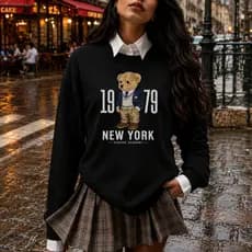Blusa de Frio Moletom Feminino Gola careca Bear Blusão Tendência Moda  Urso Blogueira Paty Girl