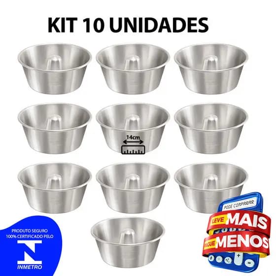KIT -  10 Formas de bolo com furo polida 14cm
