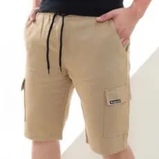 bermuda cargo brim masculina  com  6 bolso com elástico no cós adulto reforçada