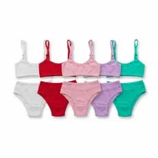 Kit 2 à 5 Conjunto Infantil Menina Canelado Top sem bojo e Calcinha com Forro em Algodão