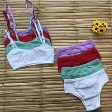Conjunto Infantil Canelado Top sem Bojo + Calcinha com Forro em Algodão Confortável para o Dia a Dia