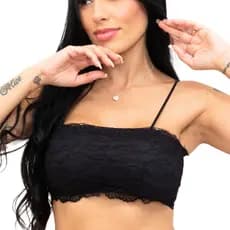 Cropped Top Faixa em Renda com Bojo Removível Forrado Confortável para o Dia a Dia
